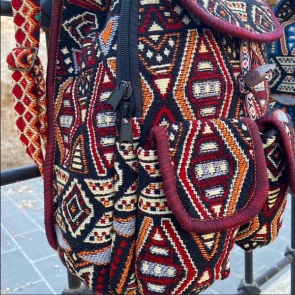 Turkish Kilim Boho Hippie Aztec Style Handmade Backpack - Picture 2 of 3